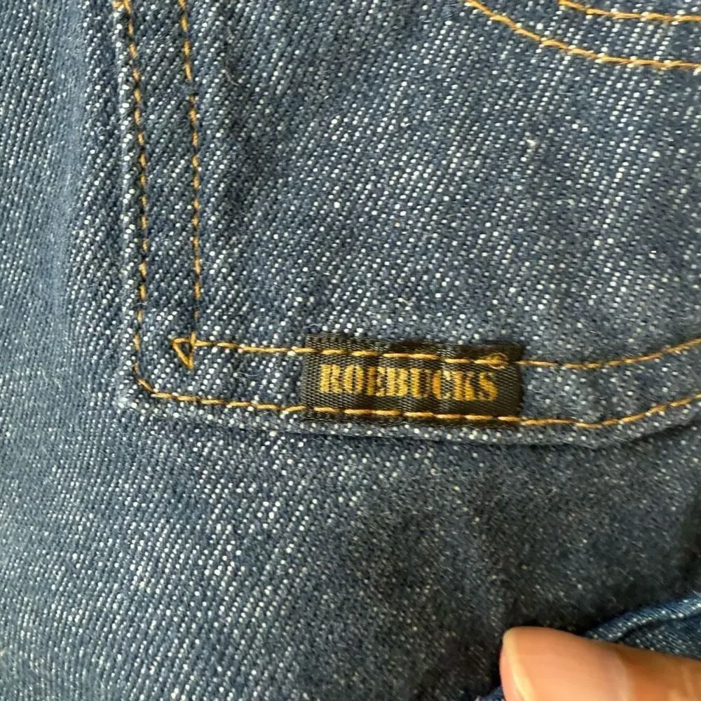Vintage 70s Sears Roebuck Denim Snap Vest Sherpa Lining M - Picture 4 of 7